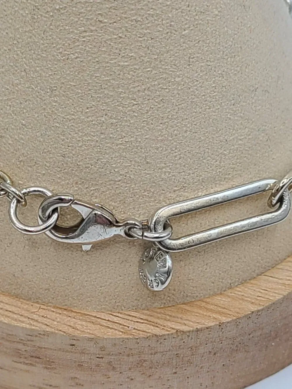 J Crew Silver Tone Paper Clip Bracelet fits a 7